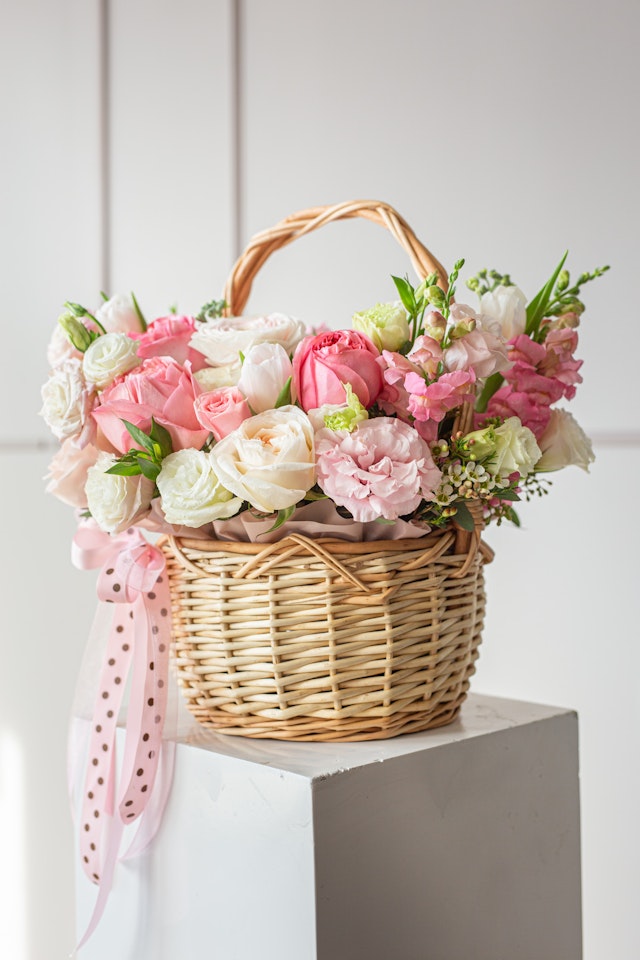 Basket spring flowers