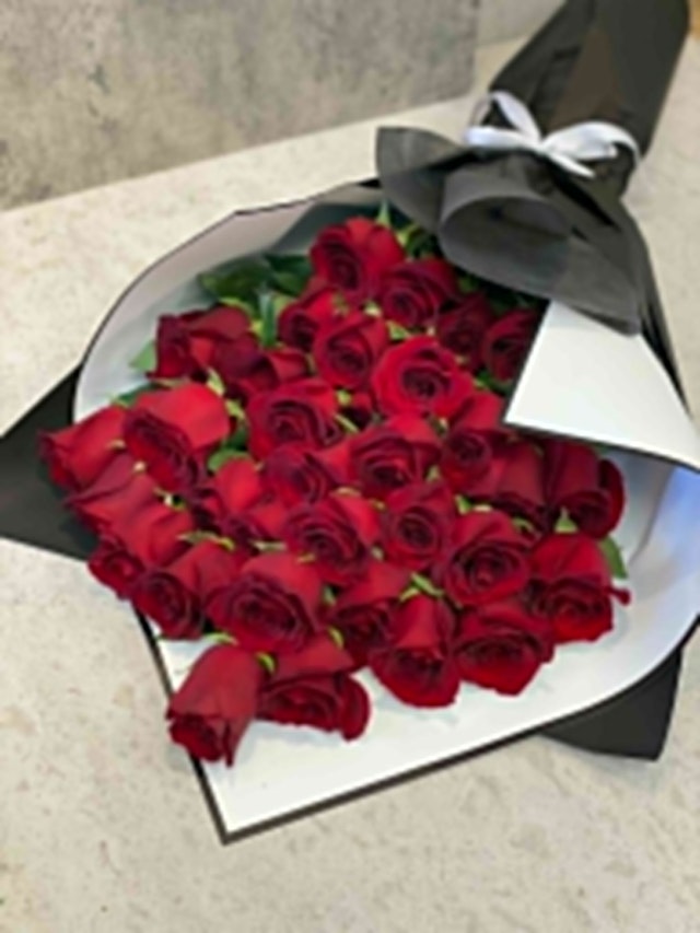 36 Red roses wrapped