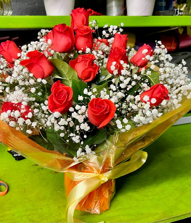 Orange roses and baby