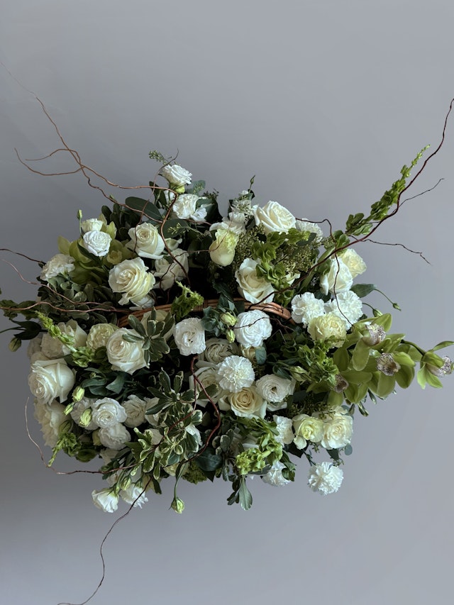 White Flower Basket
