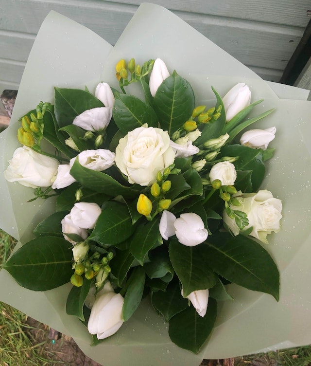 White roses & tulips
